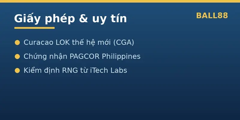Giấy phép và uy tín Ball88